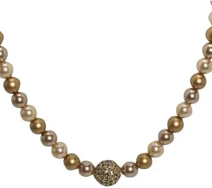 Carolee Pearl-Tone with Pave Ball Necklace, 16"