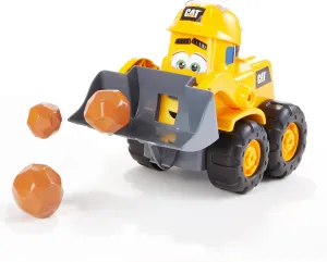 CAT Construction Toys, Front Loader Toy - Interactive Forward & Back Motion, Lights & Sounds, Animated Face - Batteries & Play Rocks Included - Ages 2 