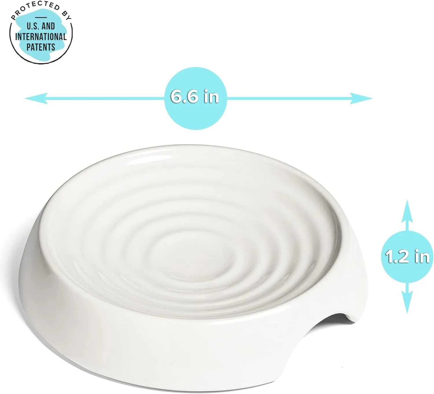 CatGuru Cat Bowls, Whisker Friendly Cat Food Bowl for Indoor Cats, Reliefs Whisker Fatigue, Wide Pet Bowl, Non Slip Pet Feeding Bowls, Shallow Kitten Dish (Set of 2, Ceramic, White)