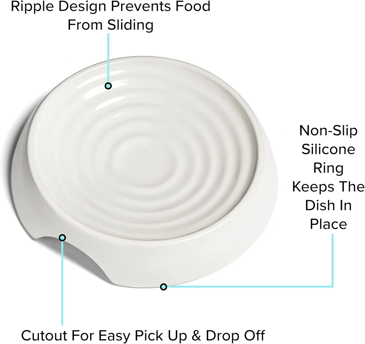 CatGuru Cat Bowls, Whisker Friendly Cat Food Bowl for Indoor Cats, Reliefs Whisker Fatigue, Wide Pet Bowl, Non Slip Pet Feeding Bowls, Shallow Kitten Dish (Set of 2, Ceramic, White)