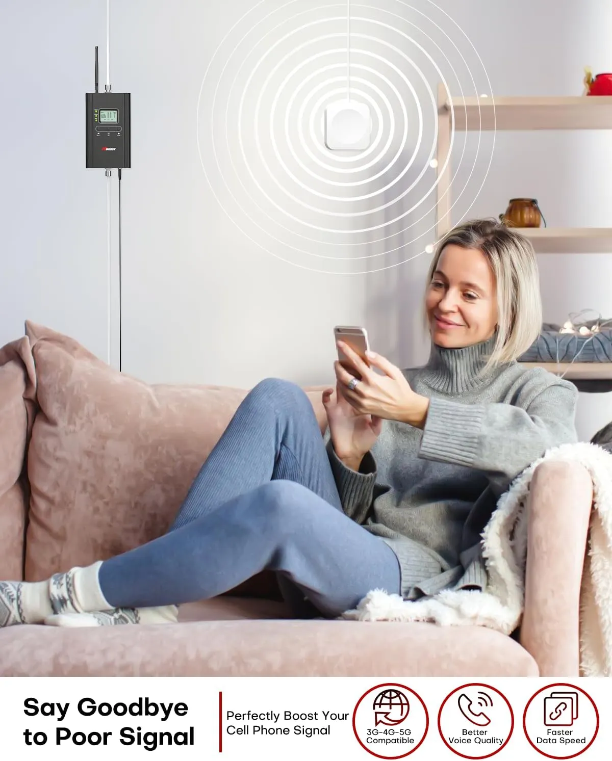 Cell Phone Signal Booster for Home and Office, 4,000 sq ft, Boost 5G 4G LTE Data for Verizon AT&T and All U.S. Carriers, FCC Approved