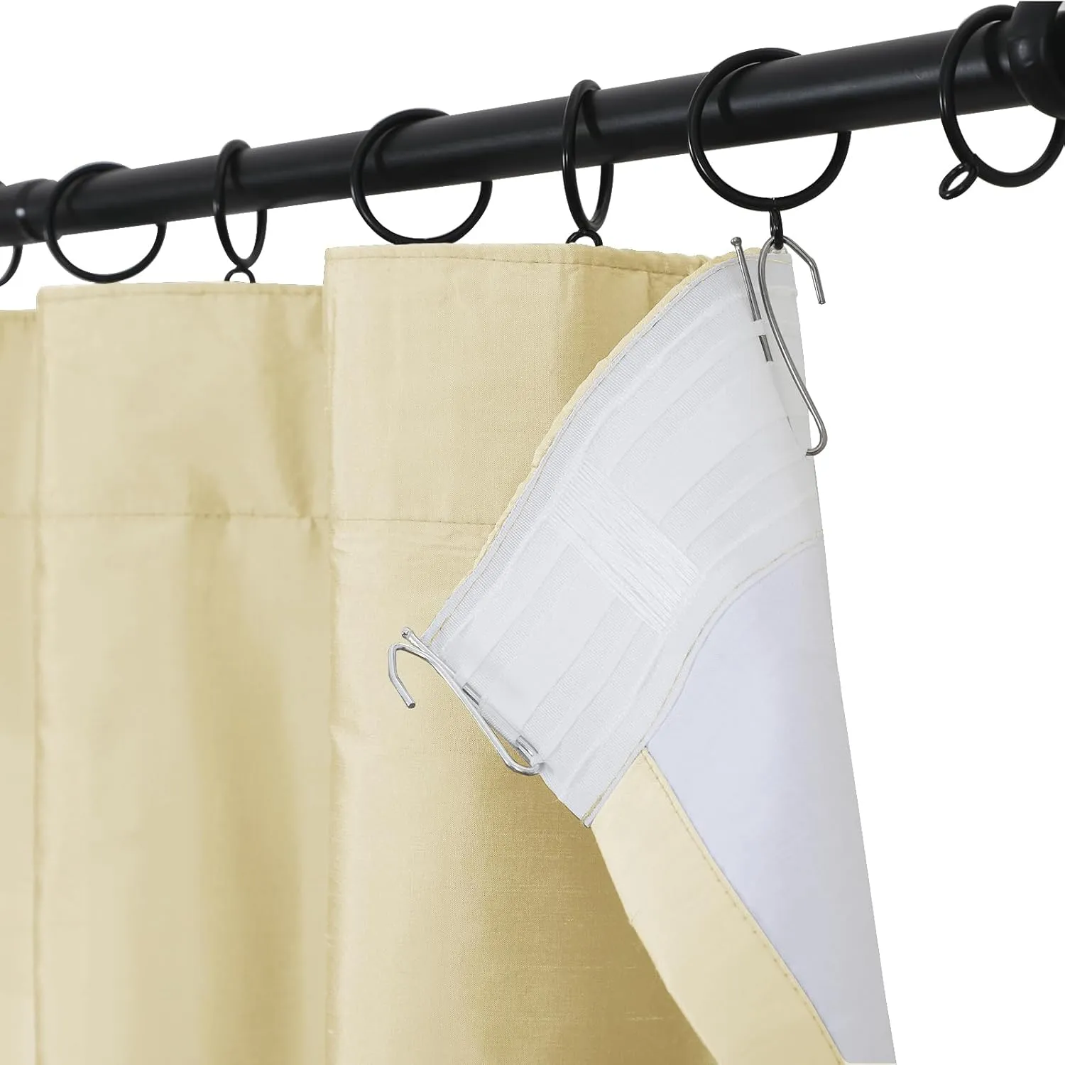 ChadMade 100% Dupioni Silk Drapery Natural 63 Inches Long Textured Slub Room Darkening Window Curtain for Bedroom Kids Room 50Wx63L, 1 Panel, Pearl