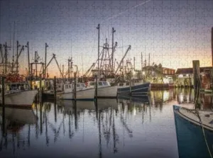 Challenging Puzzles for Adults 1000 Pieces Jigsaw Puzzles Dawn Over The Fishing Fleet at Village Barnegat Light Jigsaw Puzzles, Educational Game Family Decoration Puzzle Game Toys Gift,Wall Decor