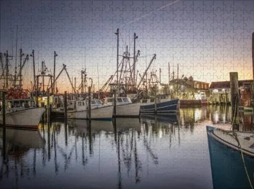 Challenging Puzzles for Adults 1000 Pieces Jigsaw Puzzles Dawn Over The Fishing Fleet at Village Barnegat Light Jigsaw Puzzles, Educational Game Family Decoration Puzzle Game Toys Gift,Wall Decor