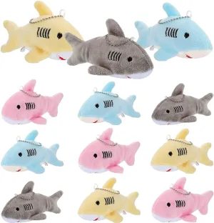 Chalyna Mini Stuffed Animal Soft Shark Plush Toys Shark Bulk Party Favors Tiny Ocean Animal Toys for Baby Kids Stuffs, 4.7 Inch(No Light,Multicolor)