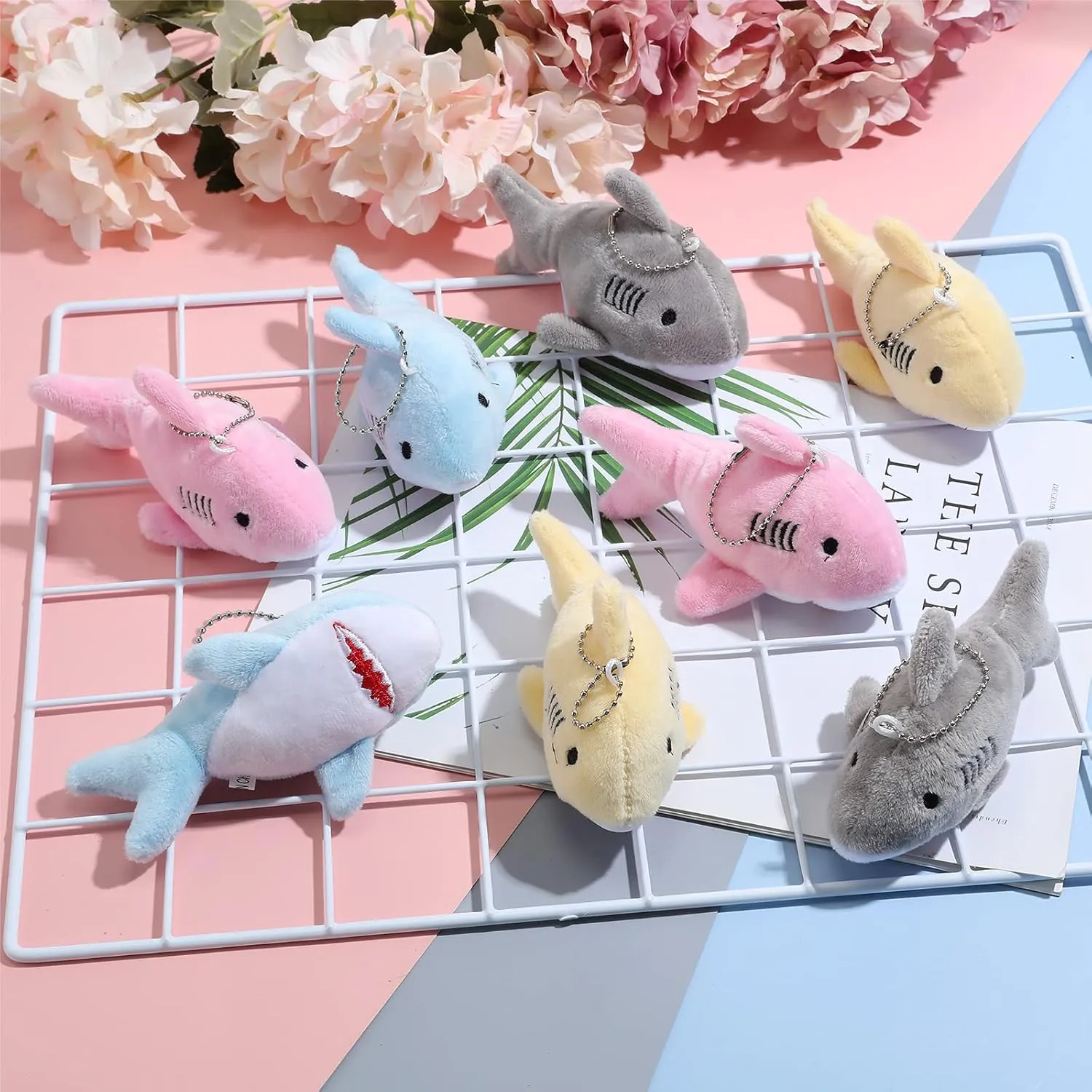 Chalyna Mini Stuffed Animal Soft Shark Plush Toys Shark Bulk Party Favors Tiny Ocean Animal Toys for Baby Kids Stuffs, 4.7 Inch(No Light,Multicolor)