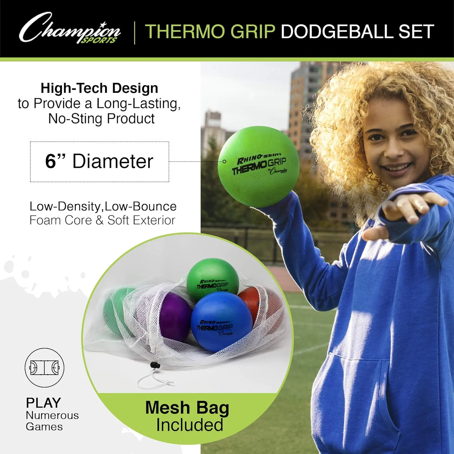 Champion Sports Rhino Skin Luminous Dodgeball Set