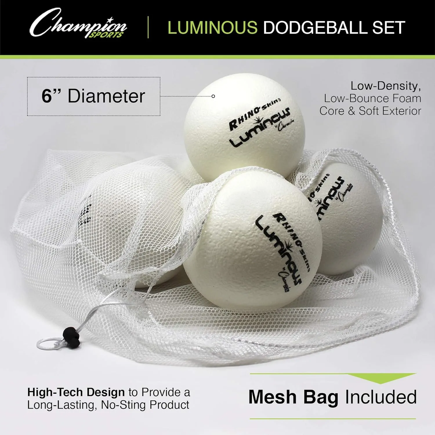 Champion Sports Rhino Skin Luminous Dodgeball Set