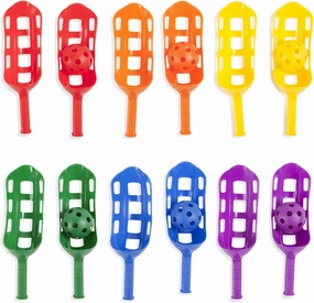 Champion Sports Scoop Ball Set, Plastic, Assorted Colors, 2 Scoops,1 Ball/set, 6/set