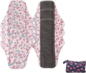 Charcoal Bamboo Mama Cloth,Reusable Sanitary Pads,Reusable Waterproof Bamboo Charcoal Sanitary Napkin Set,7pcs/Set,Pack of 6 1 Storage Bag,Suitable for Menstrual Period,Incontinence