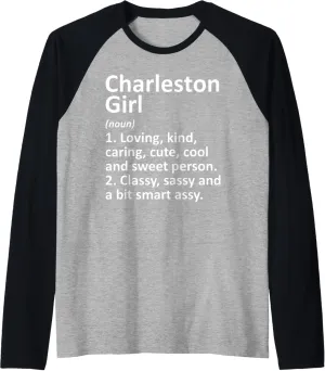 CHARLESTON GIRL SC SOUTH CAROLINA Funny City Home Roots Gift Raglan Baseball Tee