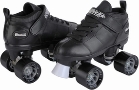 CHICAGO Bullet Speed Roller Skate for Men, 62mm Urethane Wheels, ABEC-1 Bearings, Lace-Up Vinyl Boot, Black – Indoor/Outdoor Racing Skates