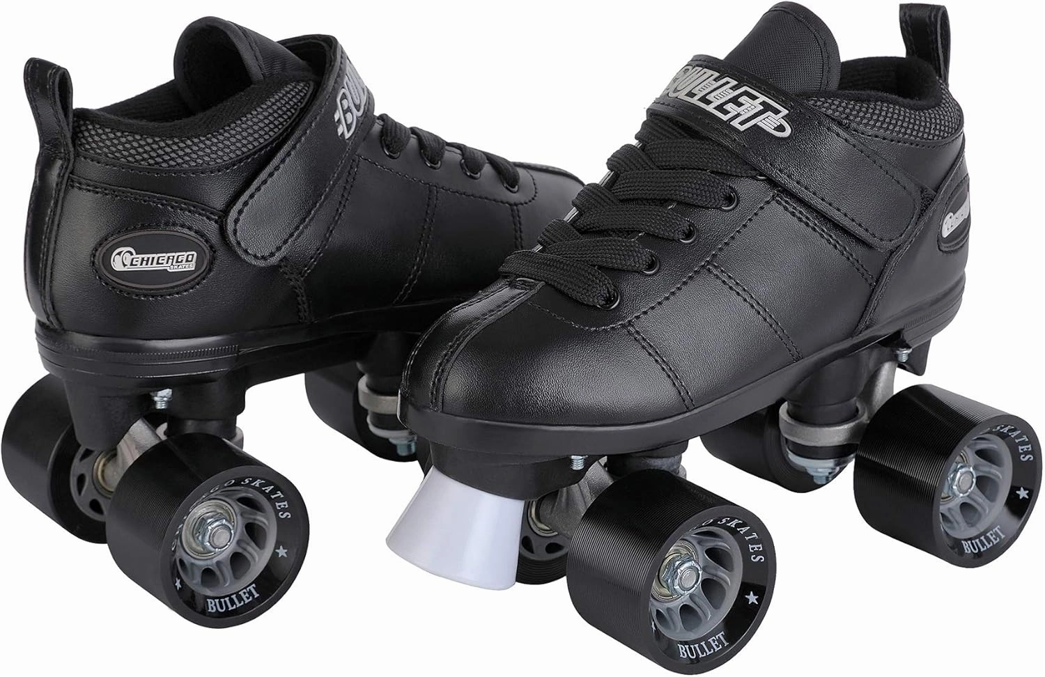 CHICAGO Bullet Speed Roller Skate for Men, 62mm Urethane Wheels, ABEC-1 Bearings, Lace-Up Vinyl Boot, Black – Indoor/Outdoor Racing Skates