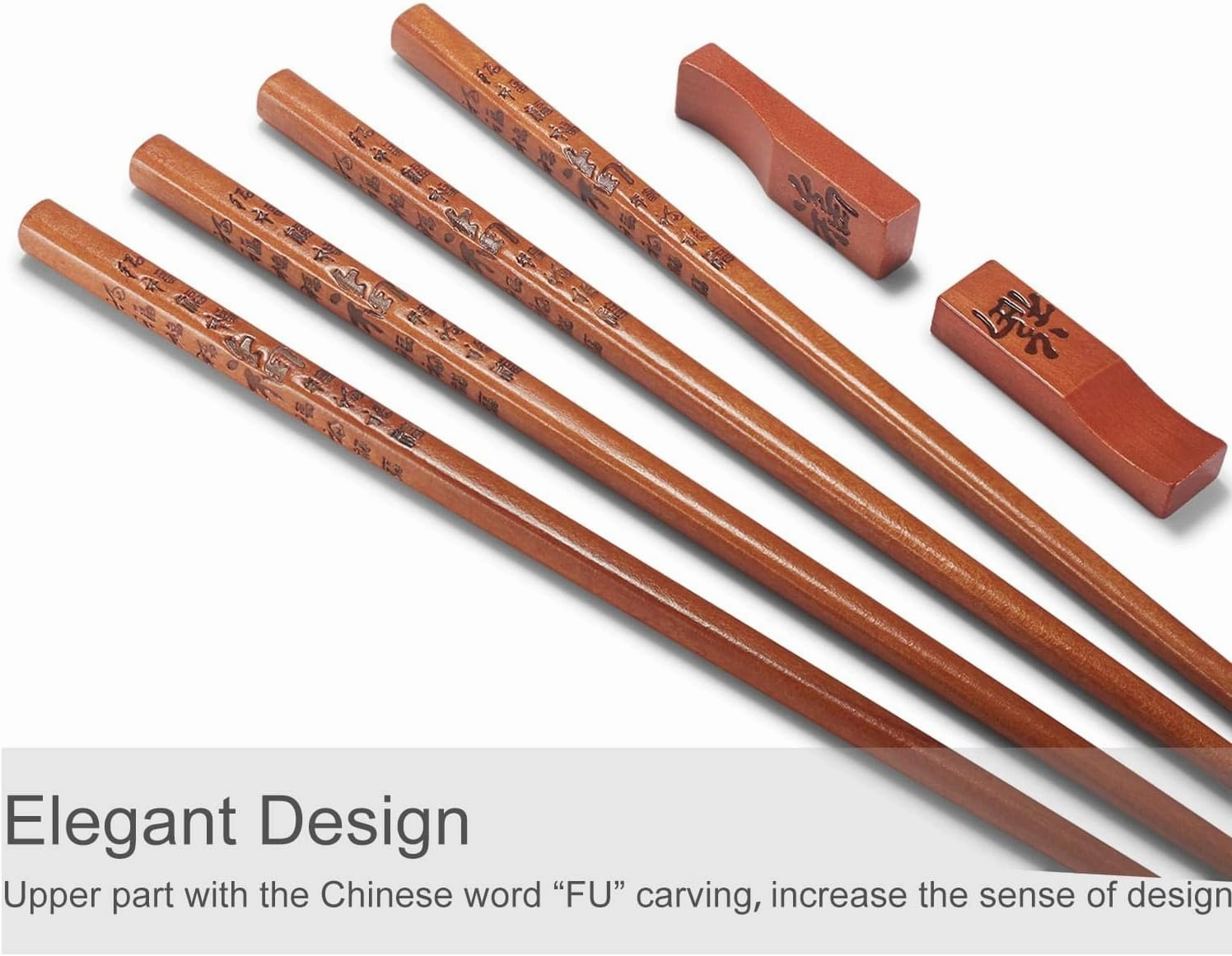 Chopstick Reusable Chinese FU/Fortune Chopsticks with Holder and Carrying Bag Chinese Traditional Stylish Gift Set（2 Pairs）