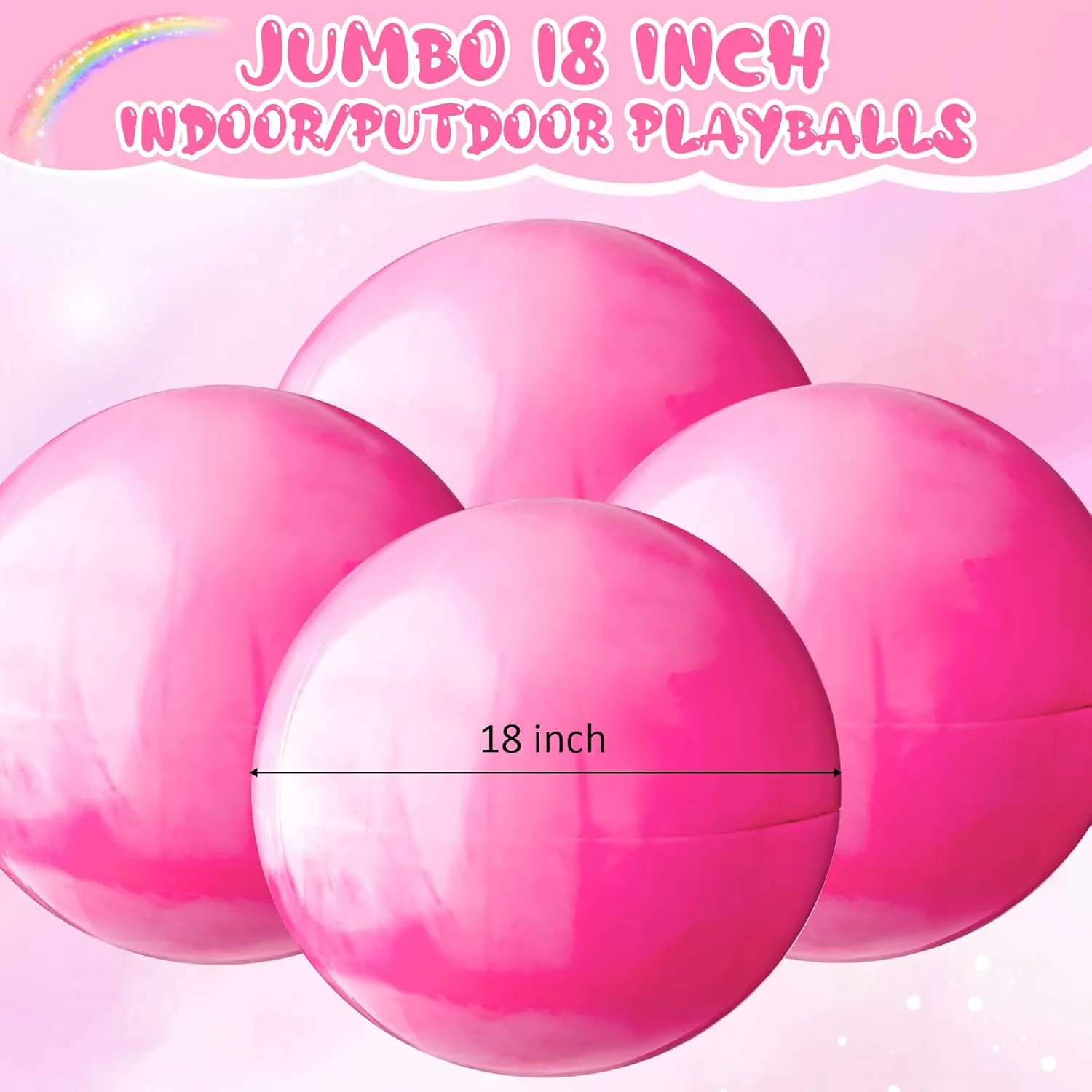 Chumia 18 Inch Fun Bouncy Balls 5 Pcs Rubber Inflatable Beach Ball Bouncing Sensory Playballs with Hand Air Pump for Park Backyard Beach Indoor Outdoor Party Favors