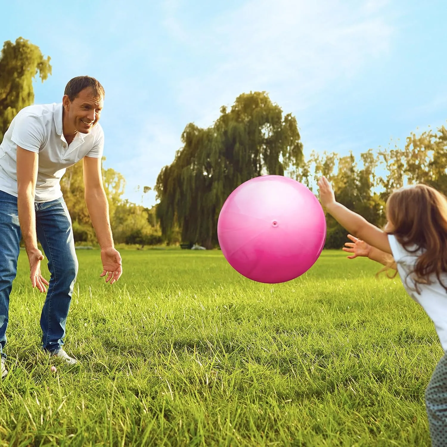 Chumia 18 Inch Fun Bouncy Balls 5 Pcs Rubber Inflatable Beach Ball Bouncing Sensory Playballs with Hand Air Pump for Park Backyard Beach Indoor Outdoor Party Favors