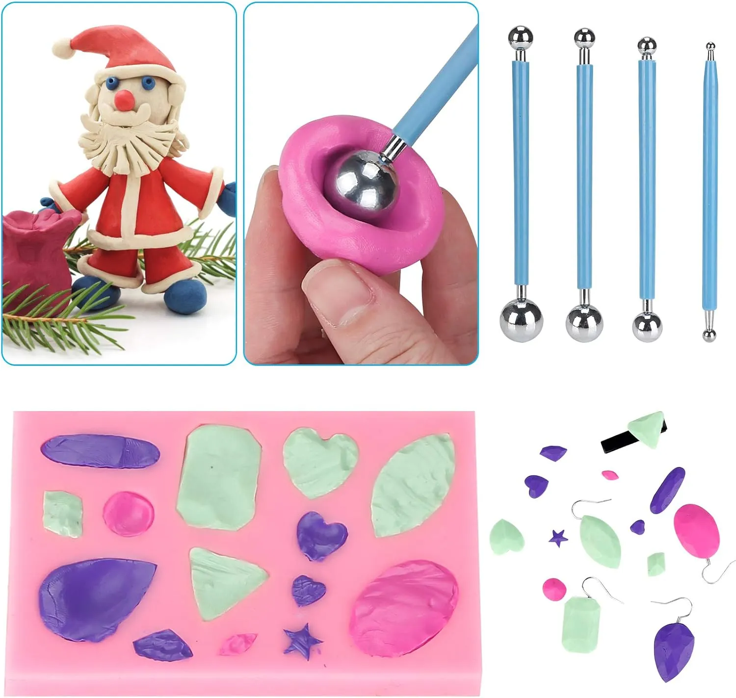 CiaraQ Polymer Clay-Oven Baked Modeling Clay with Sculpting Tools, 60 Colors, 4.7 lbs