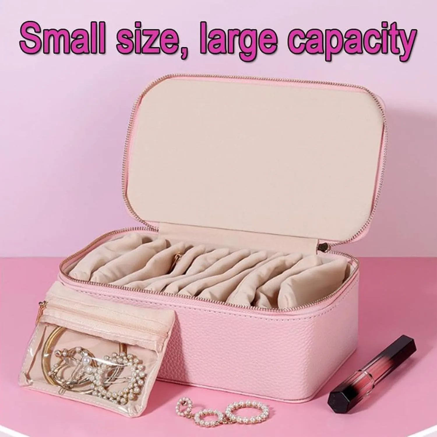 Circulate Jewelry Box with Pouches, Circulatne Jewelry Box, Portable PU Leather Travel Jewelry Boxes with Small Pouches, Rings, Earrings, Necklaces Keeper with 12 Velvet Pouches