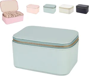 Circulate Jewelry Box with Pouches, Circulatne Jewelry Box, Portable PU Leather Travel Jewelry Boxes with Small Pouches, Rings, Earrings, Necklaces Keeper with 12 Velvet Pouches