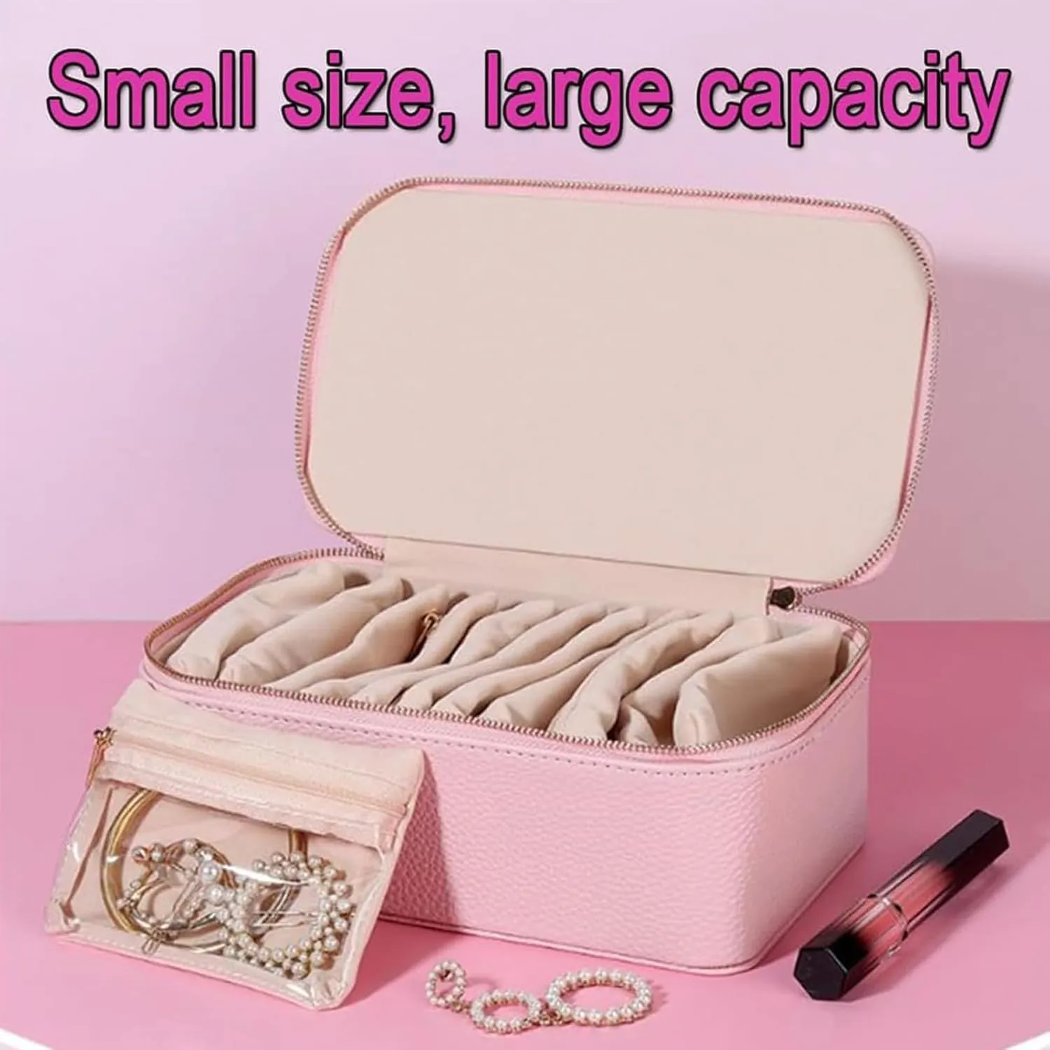 Circulate Travel Jewelry Box, Shiftalte Travel Jewelry Box, Portable PU Leather Jewelry Organizer Box with 12 Velvet Pouches, With Portable Handle, For Earring, Necklace, Rings (White)