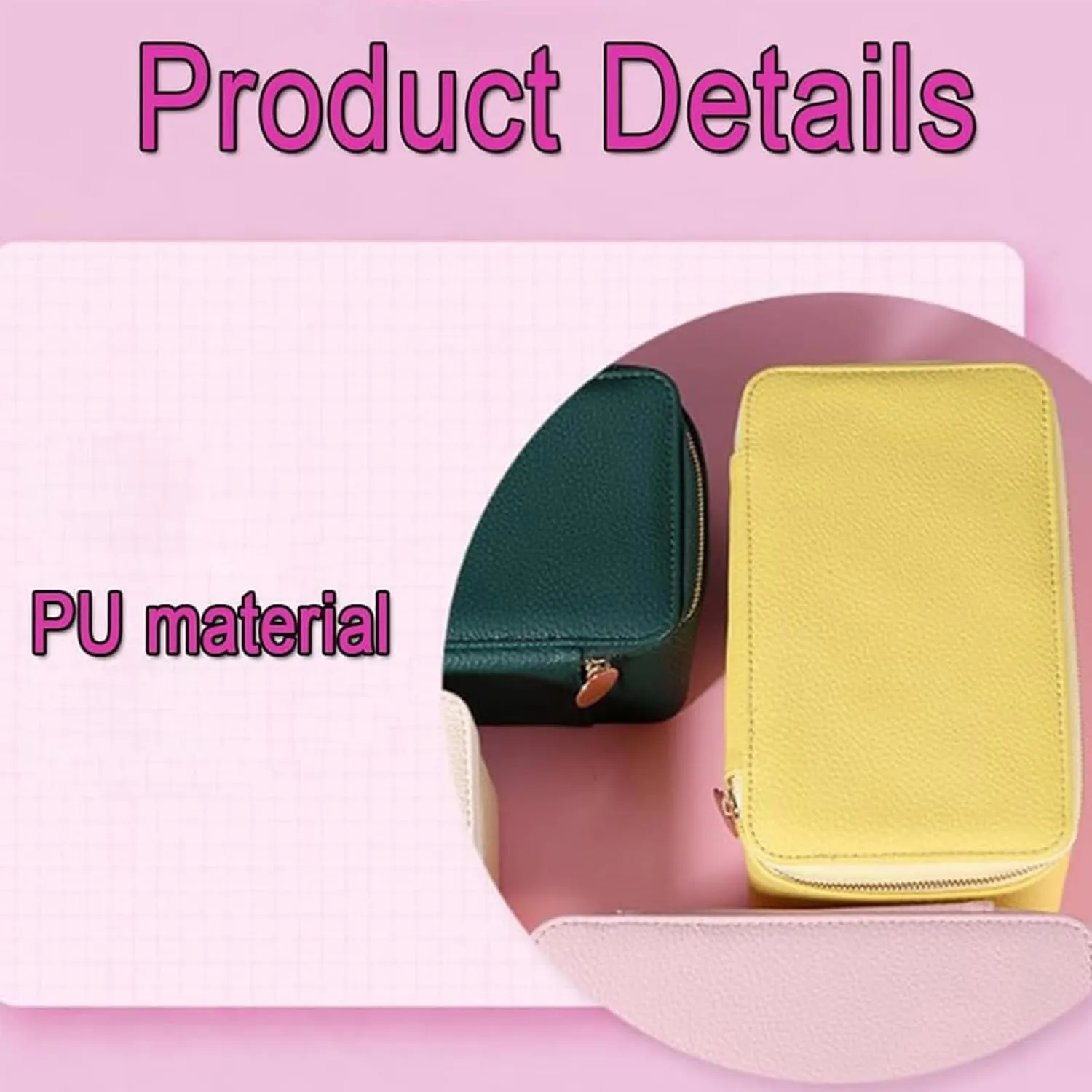 Circulate Travel Jewelry Box, Shiftalte Travel Jewelry Box, Portable PU Leather Jewelry Organizer Box with 12 Velvet Pouches, With Portable Handle, For Earring, Necklace, Rings (White)