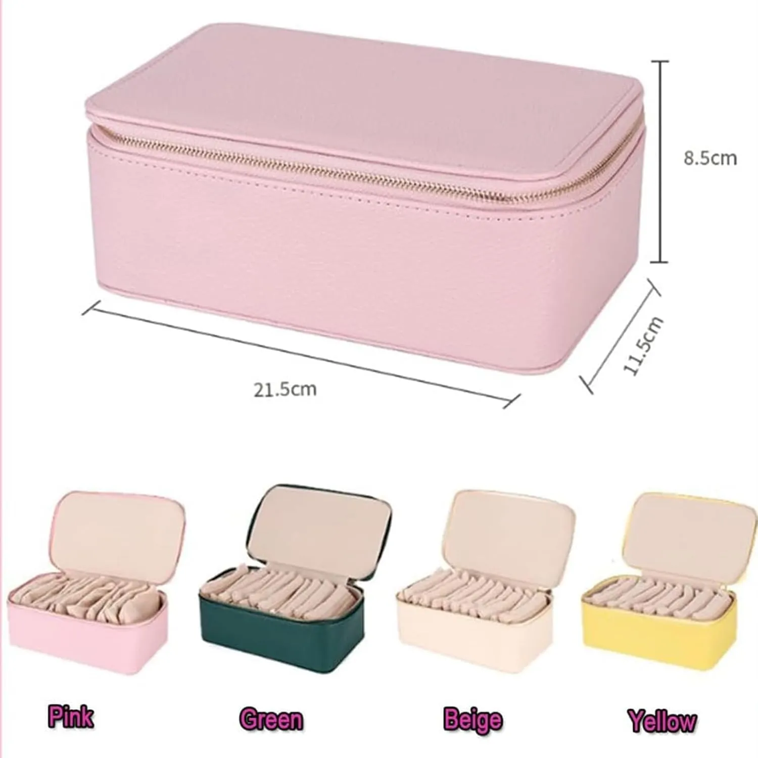 Circulate Travel Jewelry Box, Shiftalte Travel Jewelry Box, Portable PU Leather Jewelry Organizer Box with 12 Velvet Pouches, With Portable Handle, For Earring, Necklace, Rings (White)