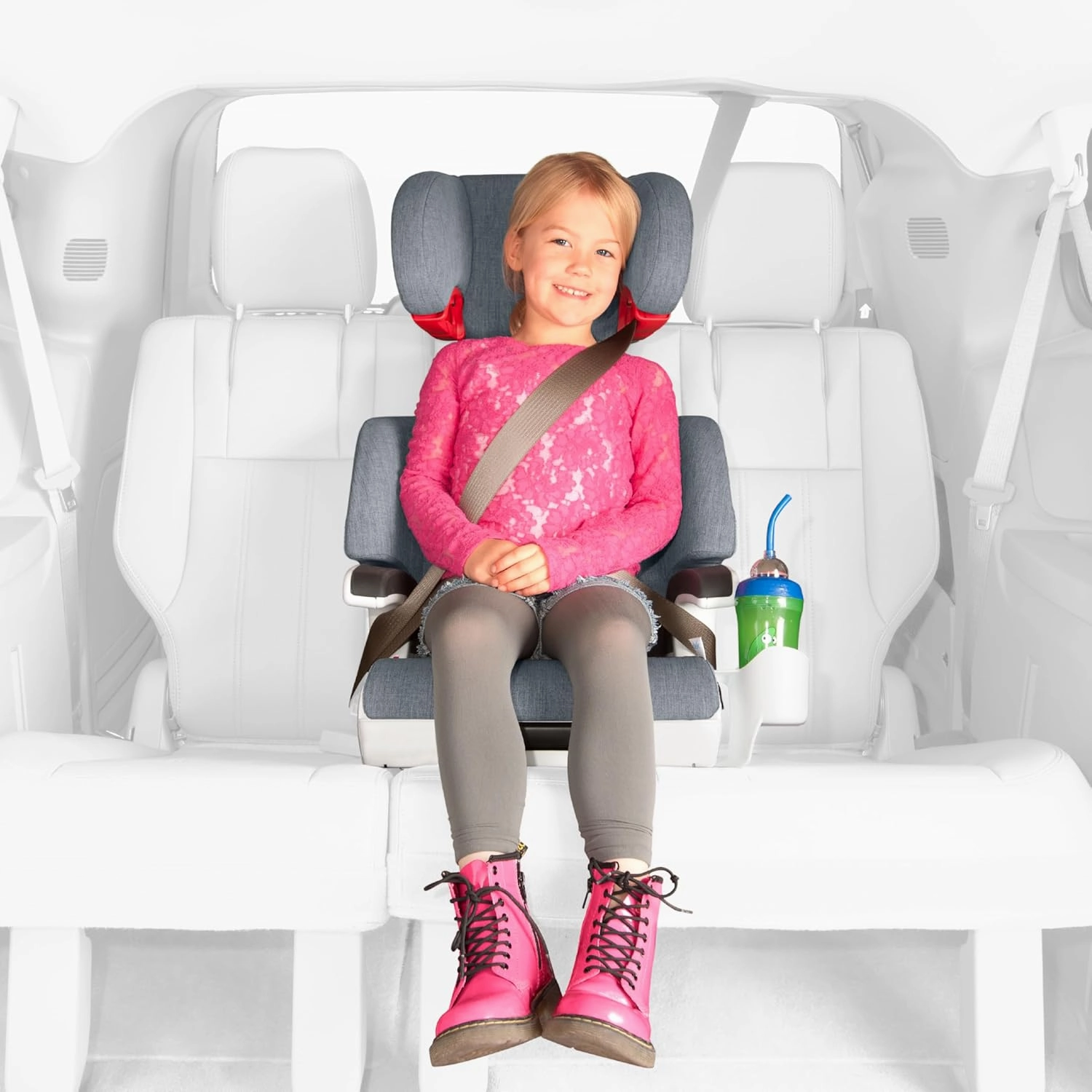 Clek Oobr High Back Booster Seat with Adjustable Headrest, Reclining Design, and Rigid Latch System (Pitch Black)