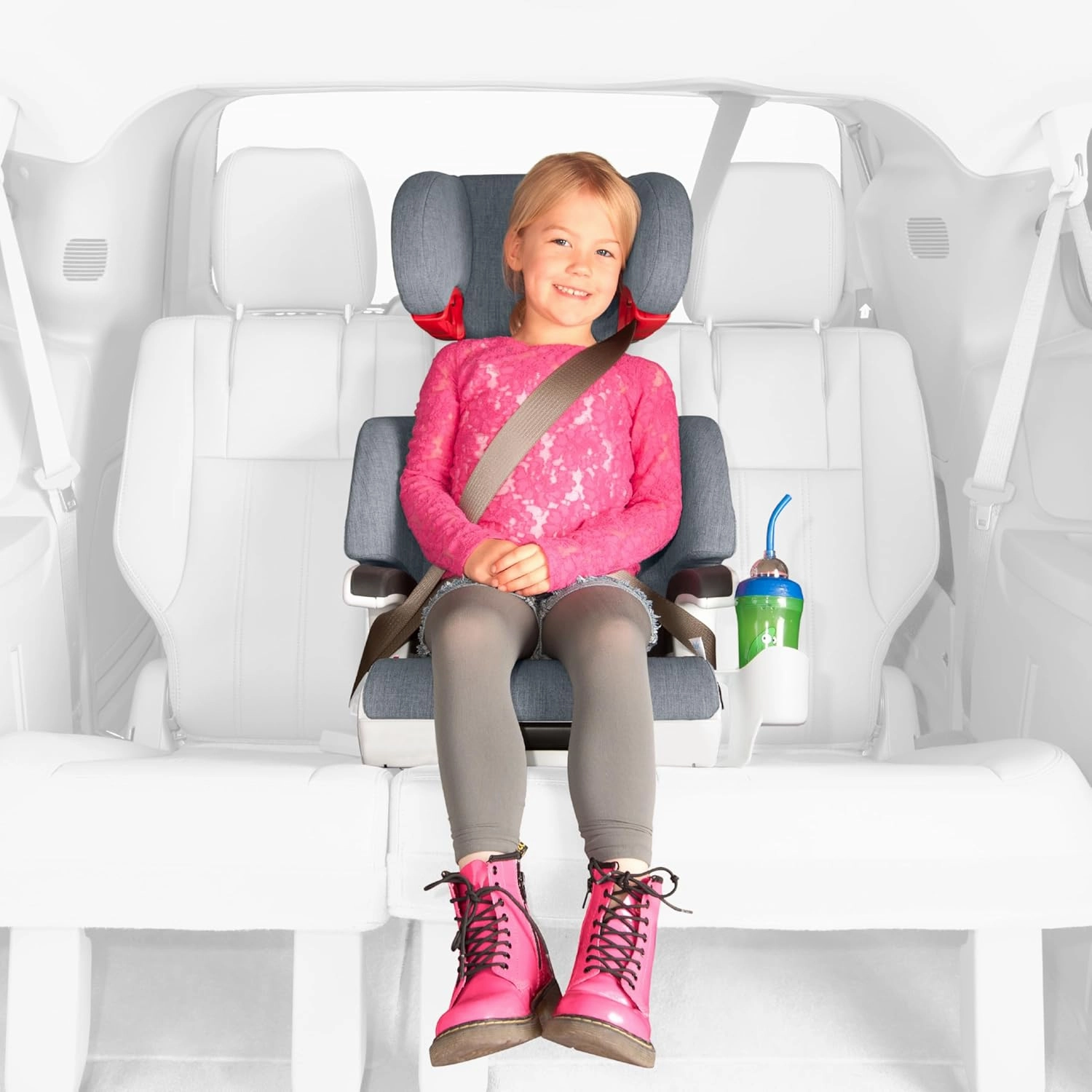 Clek Oobr High Back Booster Seat with Adjustable Headrest, Reclining Design, Latch System, and Retardant-Free Fabric (Mammoth)