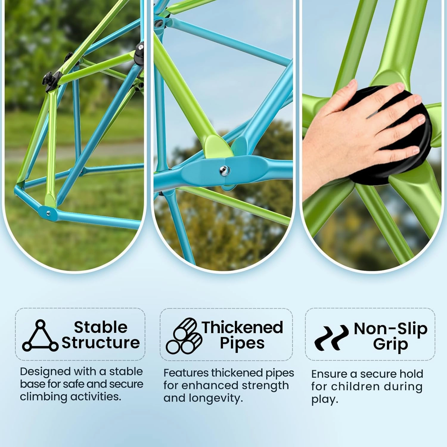 Climbing Dome, 10FT Jungle Gym with Swing for Kids 3 to 10 Outdoor Play Equipment, Supports 800lbs Toddler Play Set, Anti-Rust & Easy Assembly, Gift for Boys Girls