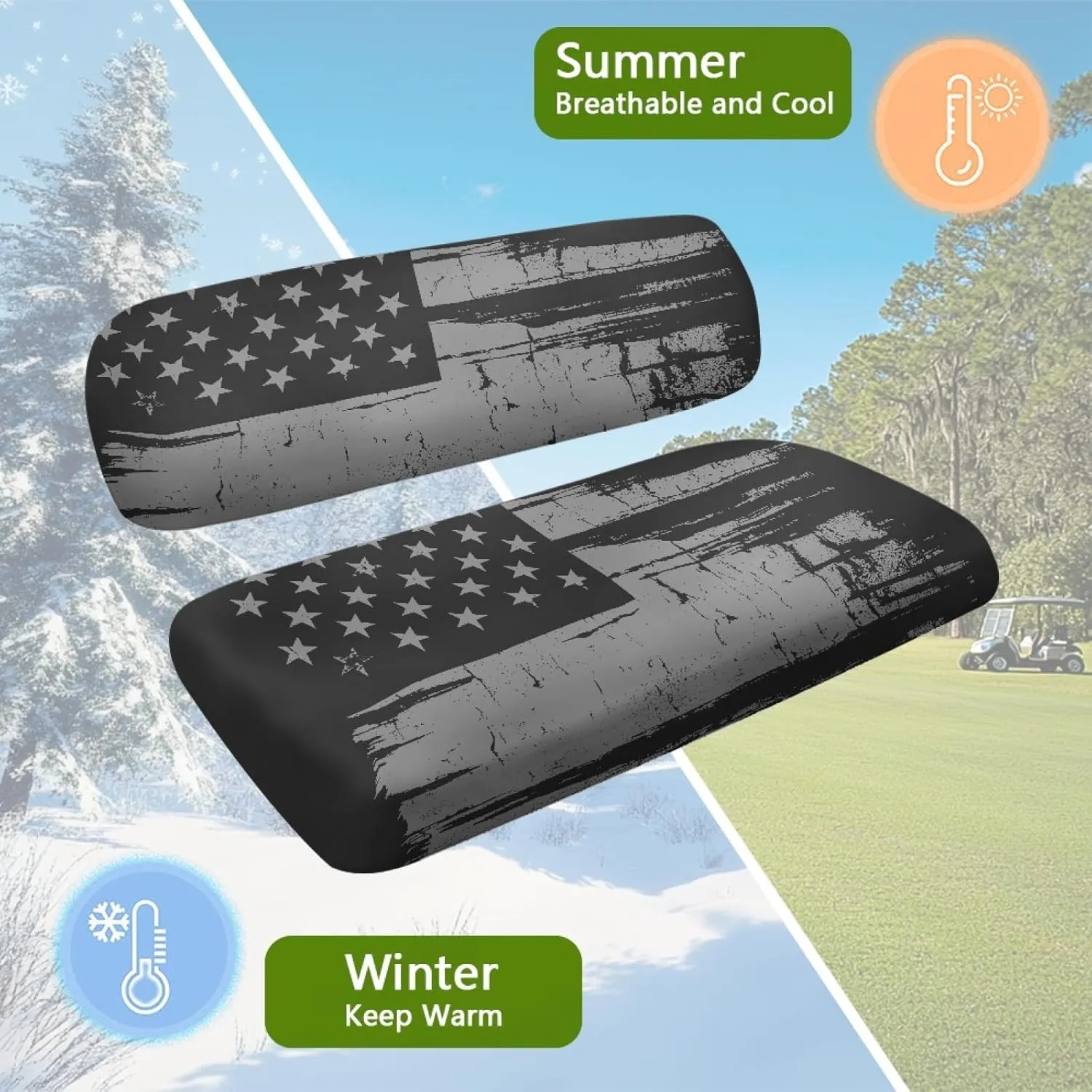 CLOHOMIN 2pcs Golf Cart Seat Bottom Cushion Back Rest Cover for Club Car Sports Golf Travel Sports Golf Cart Seat Cover
