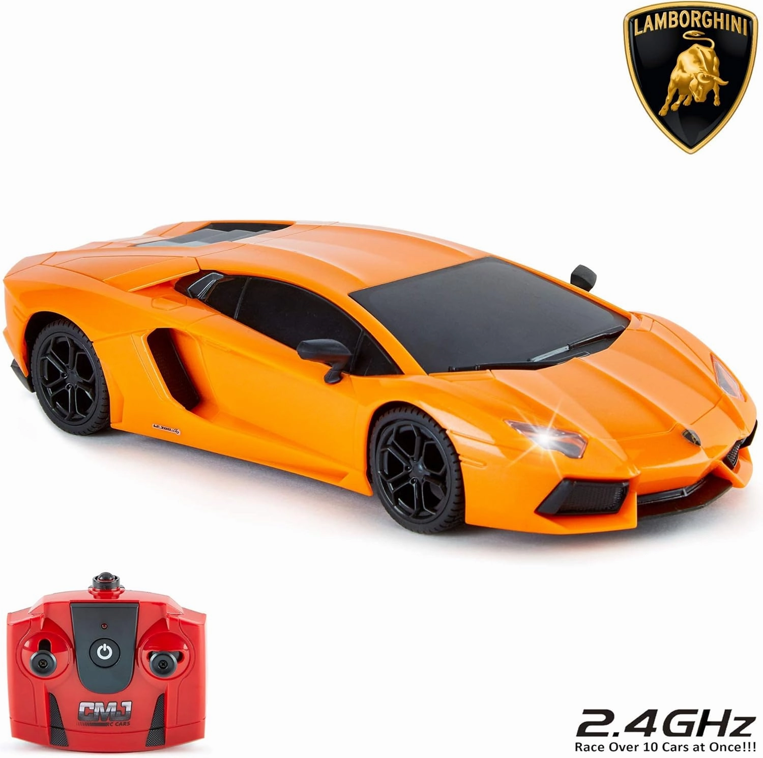 CMJ RC Cars Lamborghini LP700-4 Remote Control RC Car Officially Licensed 1:24 Scale Working Lights 2.4Ghz. Great Kids Play Toy Auto (Orange)