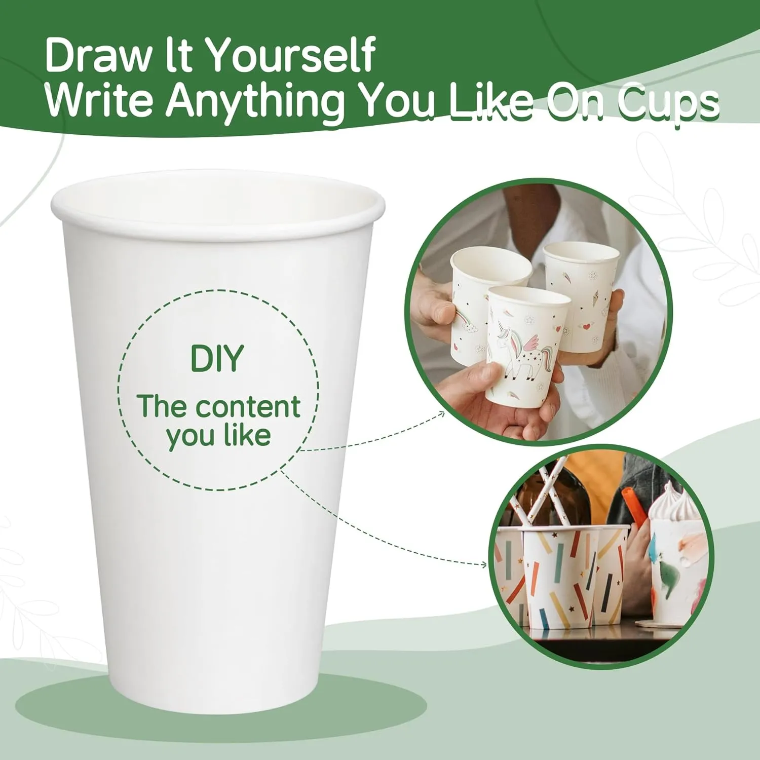 Coffee Cups 12 oz 300 Pack, 12 oz Paper Cups, Hot Beverage Drinking Cups, White Paper Hot Disposable Coffee Cups, Suitable for Party, Picnic, Travel, and Events