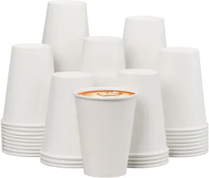 Coffee Cups 12 oz 300 Pack, 12 oz Paper Cups, Hot Beverage Drinking Cups, White Paper Hot Disposable Coffee Cups, Suitable for Party, Picnic, Travel, and Events