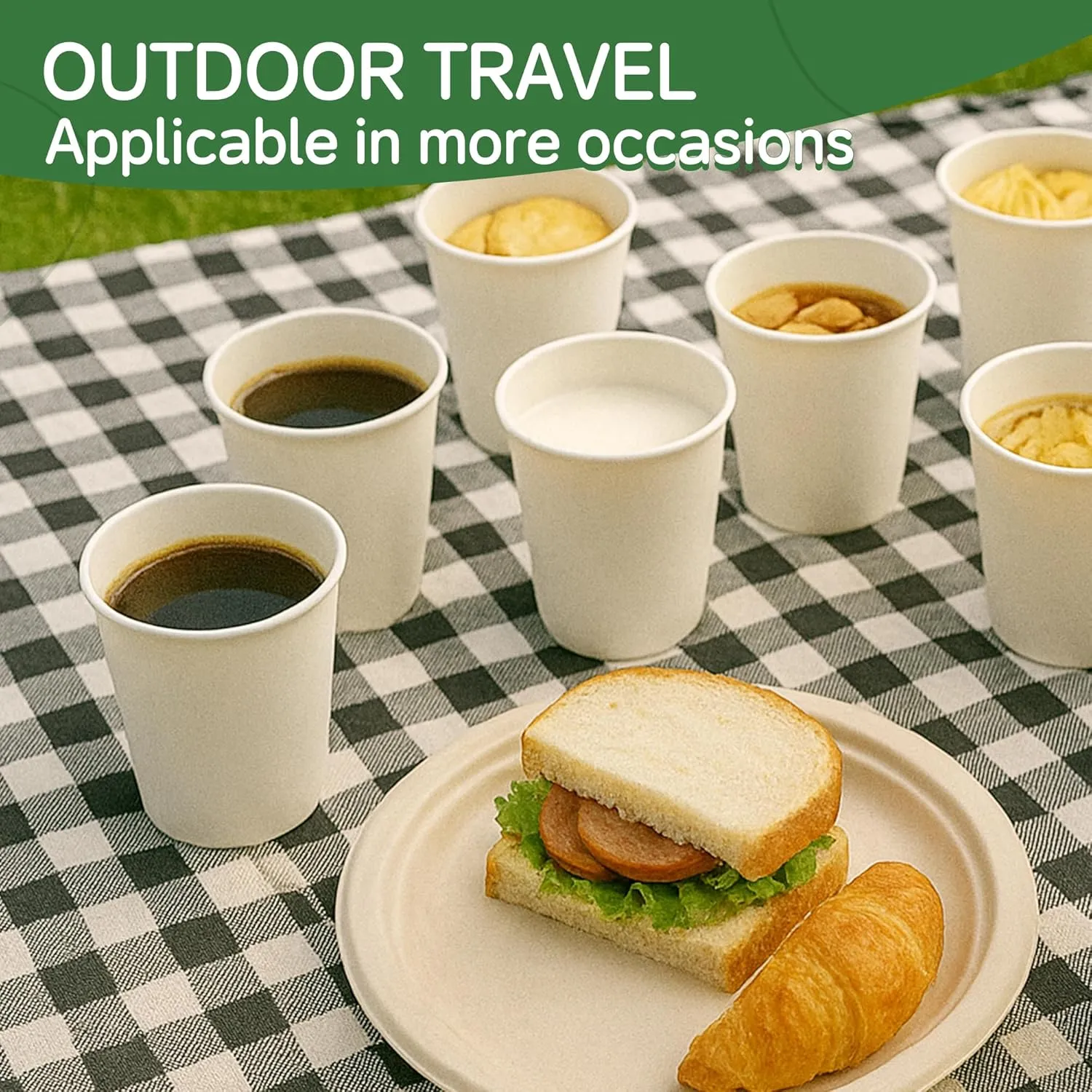 Coffee Cups 12 oz 300 Pack, 12 oz Paper Cups, Hot Beverage Drinking Cups, White Paper Hot Disposable Coffee Cups, Suitable for Party, Picnic, Travel, and Events