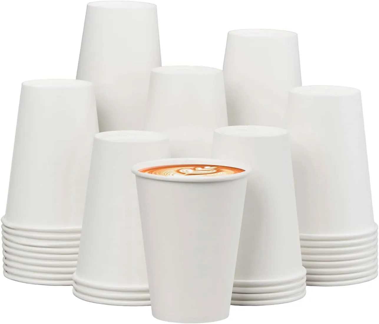 Coffee Cups 12 oz 300 Pack, 12 oz Paper Cups, Hot Beverage Drinking Cups, White Paper Hot Disposable Coffee Cups, Suitable for Party, Picnic, Travel, and Events