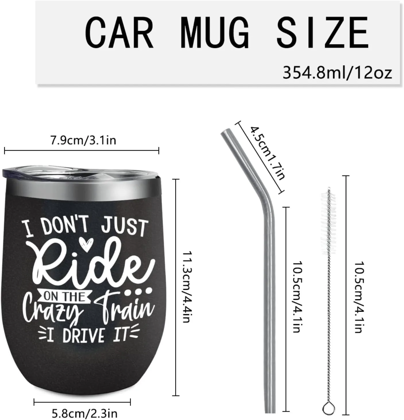 Coffee Tumbler Personalized Tumbler I Don't Just Ride On The Crazy Train I Drive It Tumbler Insulated for Hot and Cold Stainless Tumbler with Lids and Straws for Grandma for Home