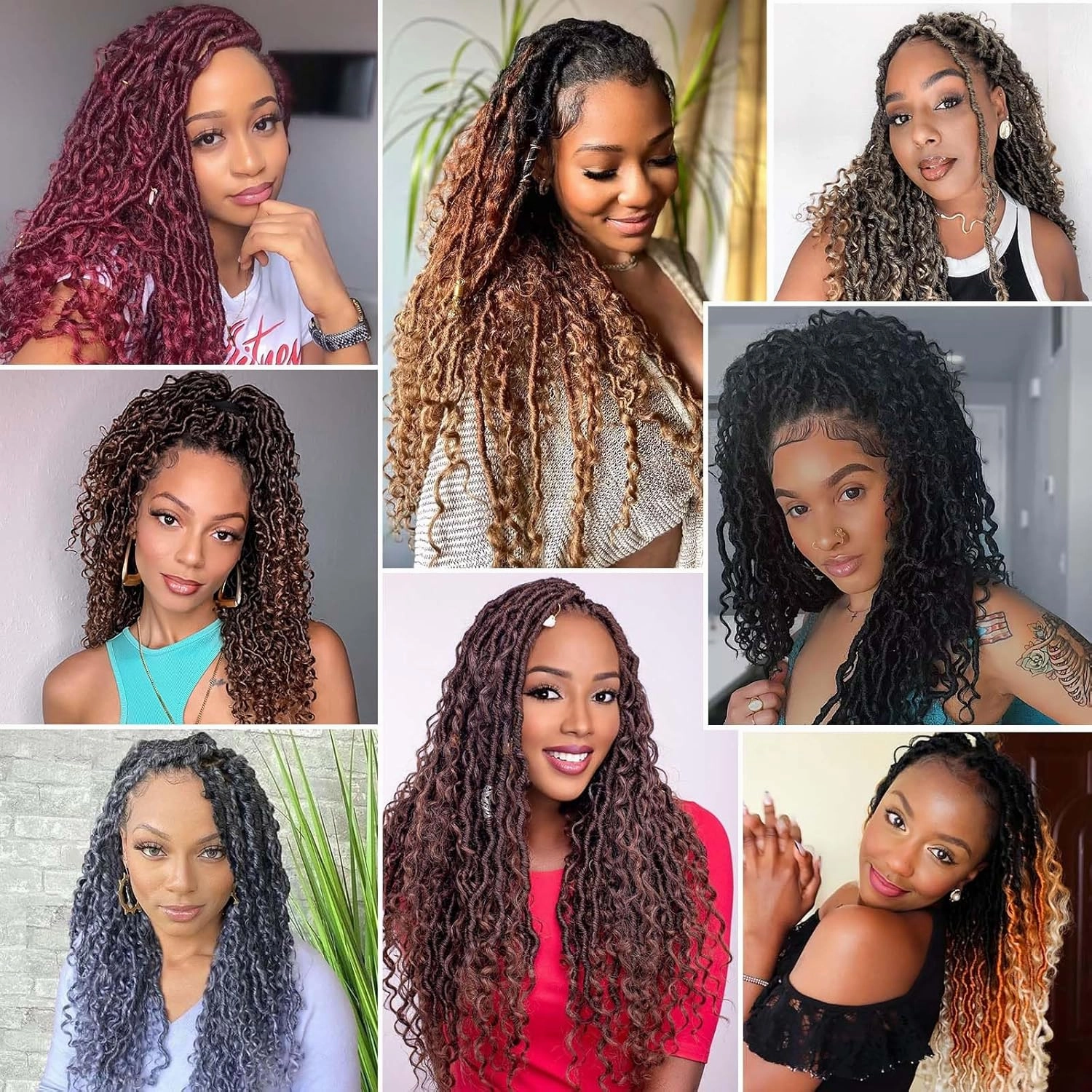 Col Bling 8 Packs Goddess Locs Crochet Hair 14 Inch Faux Locs Crochet Hair for Women Kids River Locs Crochet Hair with Curly Ends Synthetic (#TGrey)