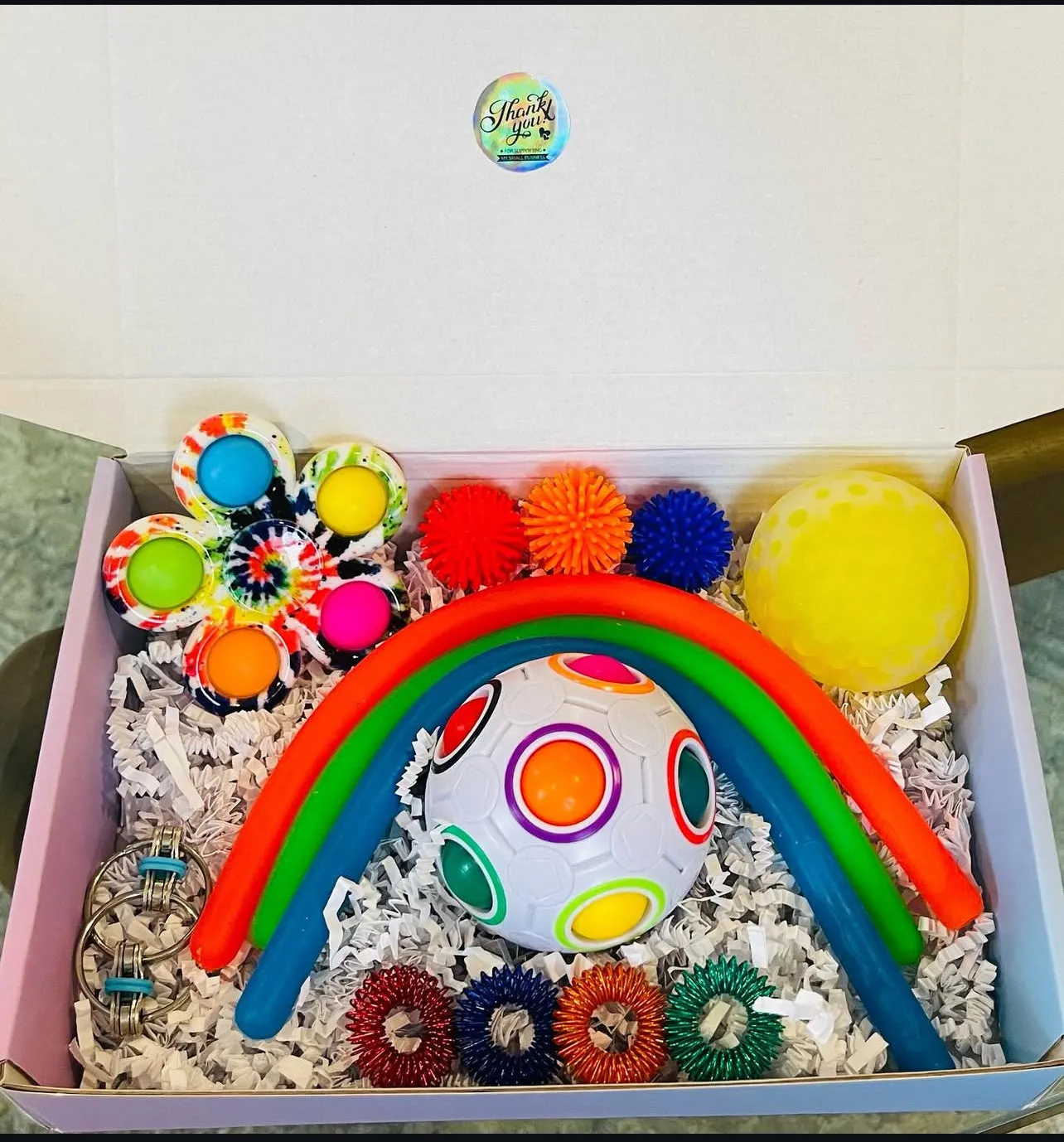 Colorful brain teaser fidget box!