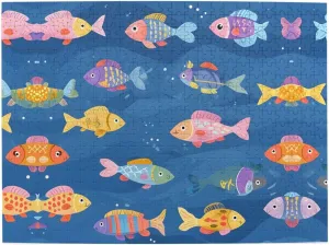 Colorful Cartoon Fish 500 Pieces Puzzle Challenging Game Home Decor Birthday Party Gift Toy for Adults Seniors 21 * 15 Inch