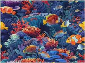 Colorful Coral Reef with Different Colored Fish and Corals 500 Piece Jigsaw Puzzle for Adults, Home Decor Birthday Party Gift Family Game Toy as Wall Art Decor Poster