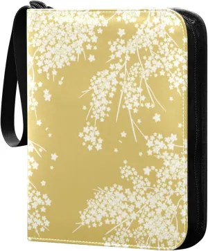 Colorful-floral-pattern Card Binder 4 Pocket, Fits 400 Cards,Trading Card Binder with Sleeves, Waterproof Sports Card Binder with Zip Collectible Trading Card Albums for Collectible Game Cards MTG TCG