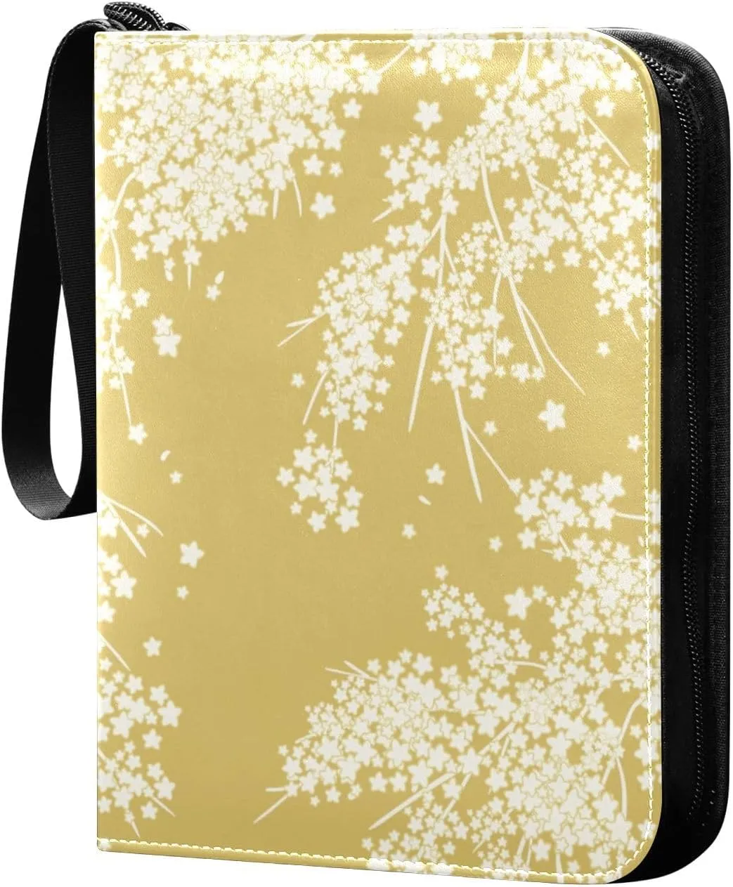 Colorful-floral-pattern Card Binder 4 Pocket, Fits 400 Cards,Trading Card Binder with Sleeves, Waterproof Sports Card Binder with Zip Collectible Trading Card Albums for Collectible Game Cards MTG TCG