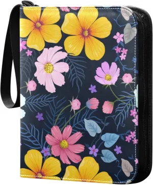 Colorful-flowers-pattern Trading Card Protectors Holder Collectible Album for Sports Card Collection Storage 400 pockets Game Card Binder