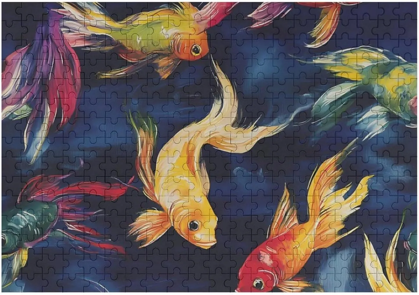 Colorful Japanese Fish Funy Jigsaw Puzzles Wooden Intellectual Puzzles Adults Brain-Teasing Game for Idea Gift