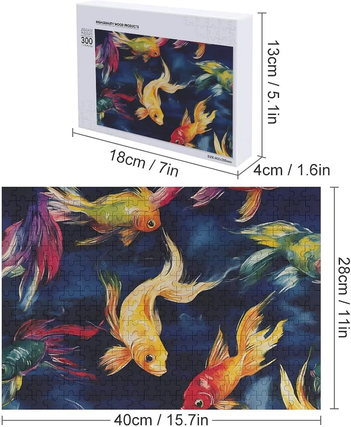 Colorful Japanese Fish Funy Jigsaw Puzzles Wooden Intellectual Puzzles Adults Brain-Teasing Game for Idea Gift