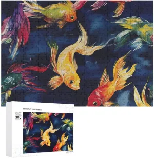 Colorful Japanese Fish Funy Jigsaw Puzzles Wooden Intellectual Puzzles Adults Brain-Teasing Game for Idea Gift