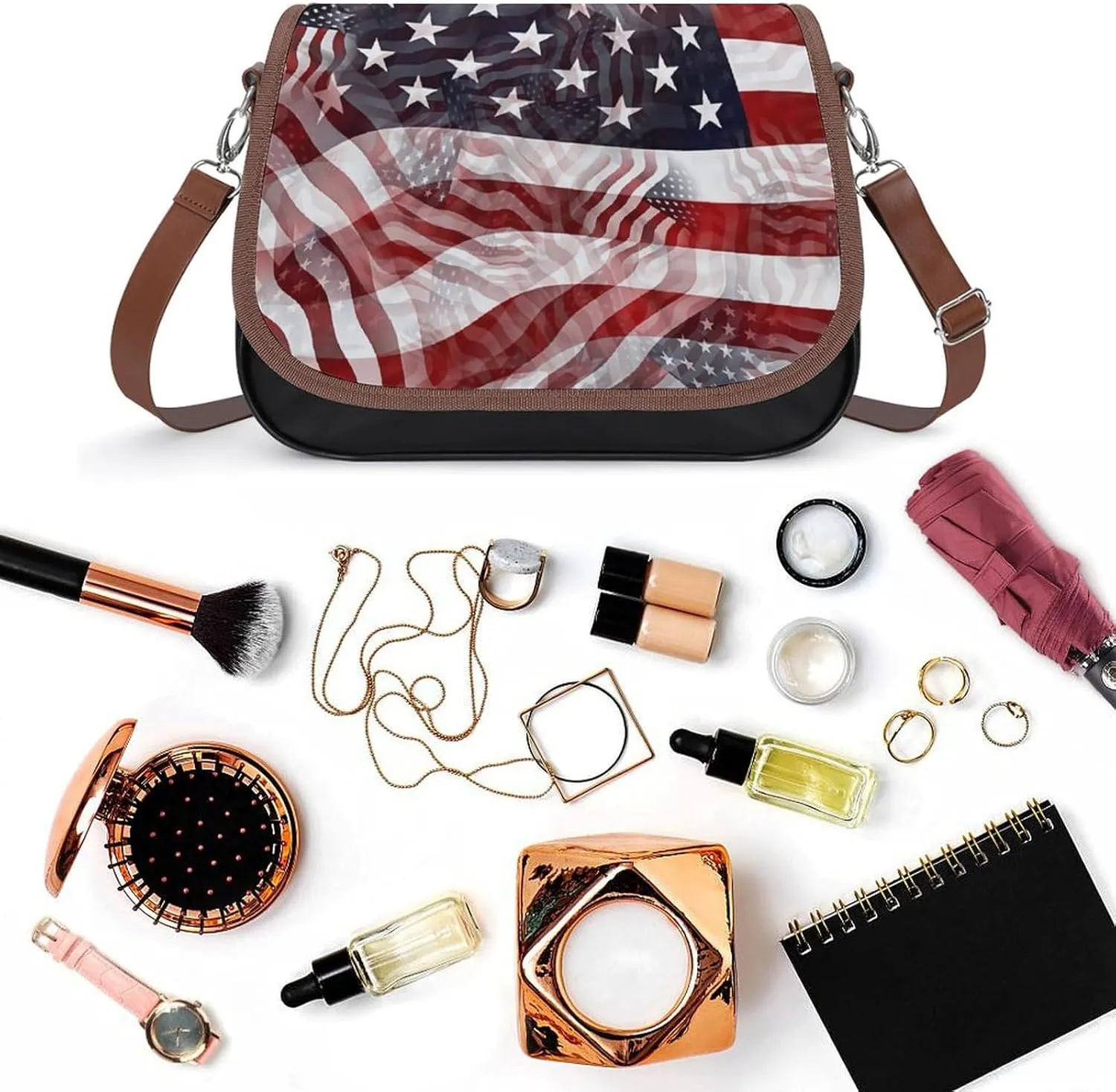Colorful Moroccan Tile Leather Shoulder Bag with Detachable Shoulder Strap Versatile for Daily Use