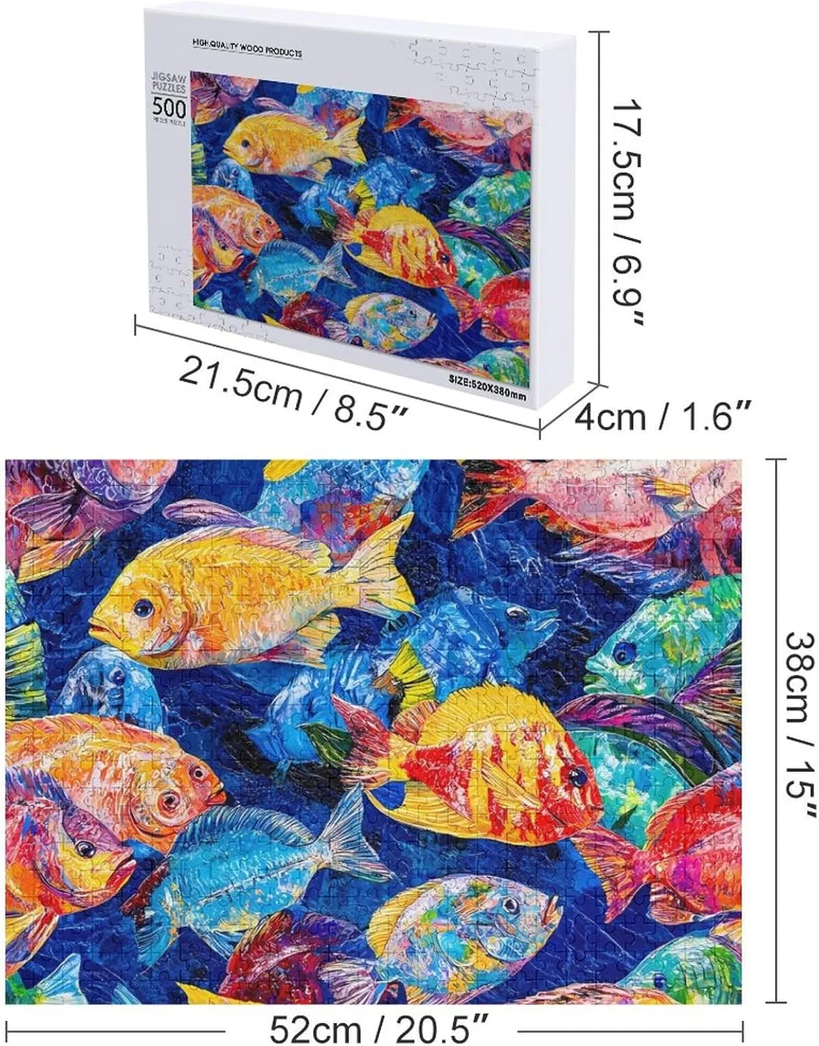 Colorful Tropical Fish Funy Jigsaw Puzzles Wooden Intellectual Puzzles Adults Brain-Teasing Game for Idea Gift