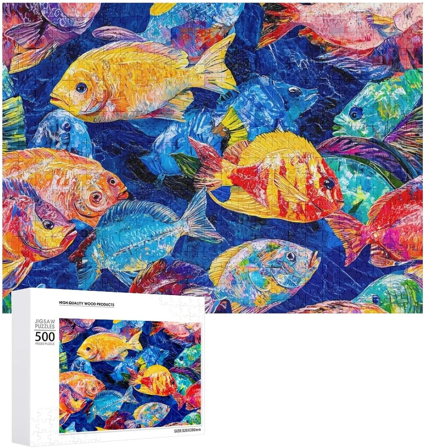 Colorful Tropical Fish Funy Jigsaw Puzzles Wooden Intellectual Puzzles Adults Brain-Teasing Game for Idea Gift