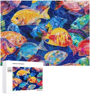 Colorful Tropical Fish Funy Jigsaw Puzzles Wooden Intellectual Puzzles Adults Brain-Teasing Game for Idea Gift
